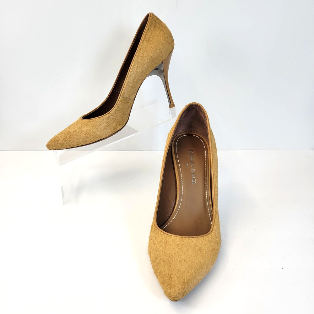 Donald J Pliner Pump Shoes Womens Size 8 Beige Haircalf BRAVE5P Mirror High Heel